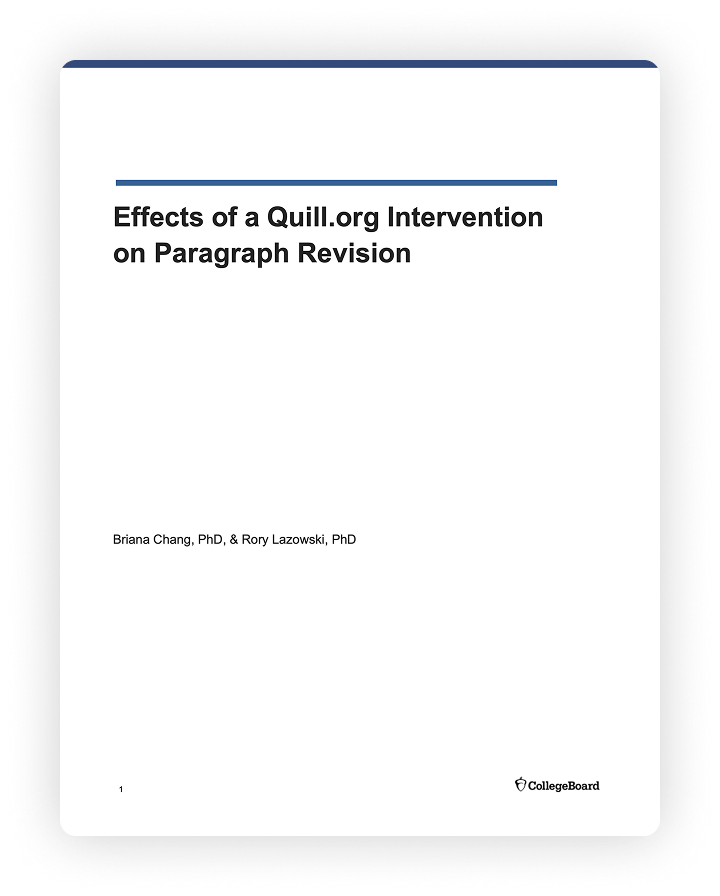 Report cover: Quill.org's Impact on Student Writing Skills