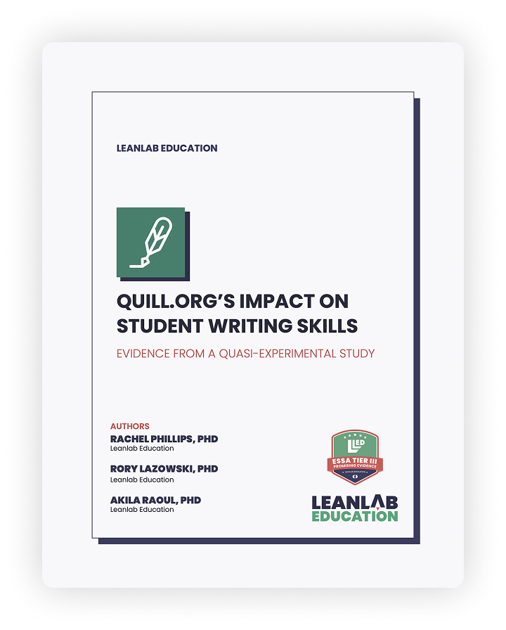 Report cover: Quill.org's Impact on Student Writing Skills